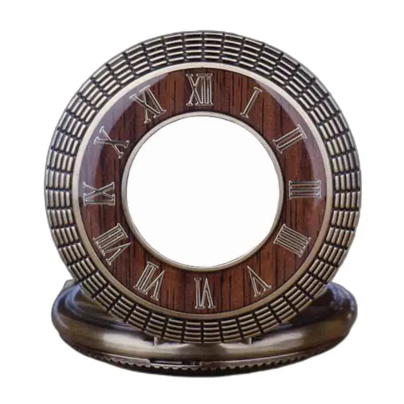 Merbeau houten zakhorloge met decoratieve wijzerplaat en Romeinse cijfers