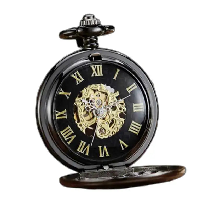 Montre Poche à Gousset Femme Nymphe Luxe avec mécanisme visible en noir
