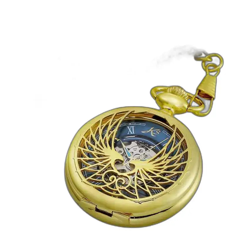 Luxe zakhorloge met gouden adelaars en feniks-ontwerp in gouden amethist