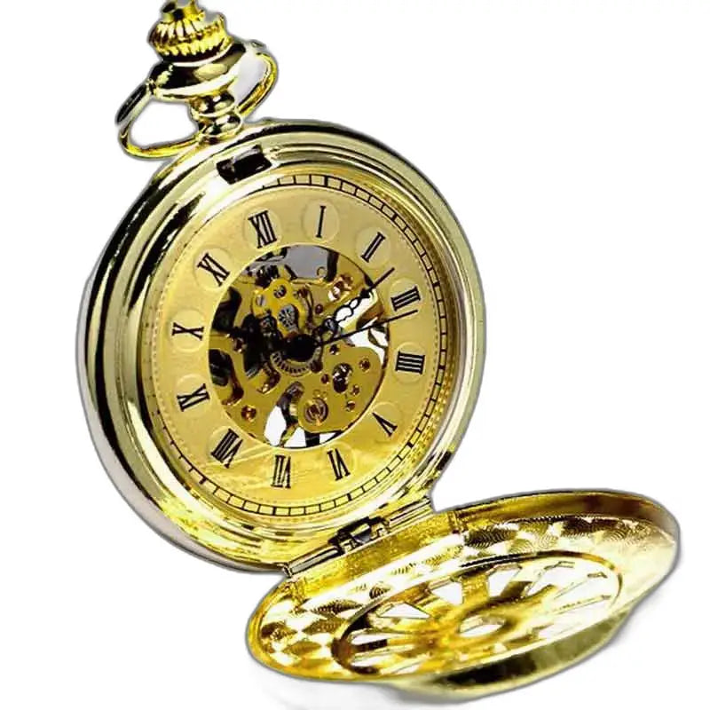 Luxe gouden granaatzakhorloge met een gouden en mechanische wijzerplaat