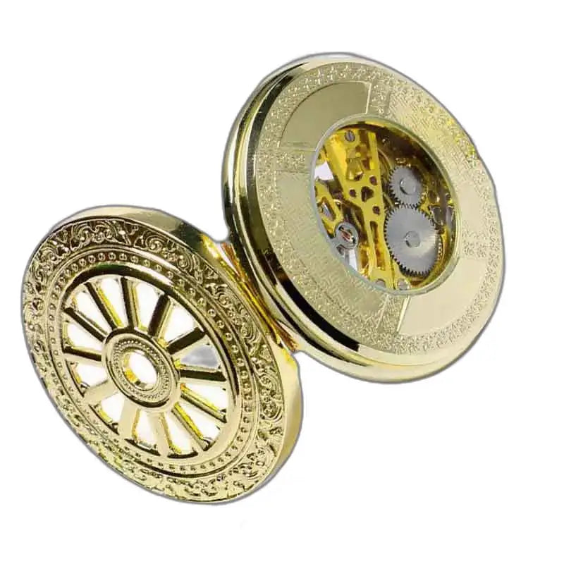 Luxe Gold Garnet zakhorloge met een elegant gouden mechanisch uurwerk