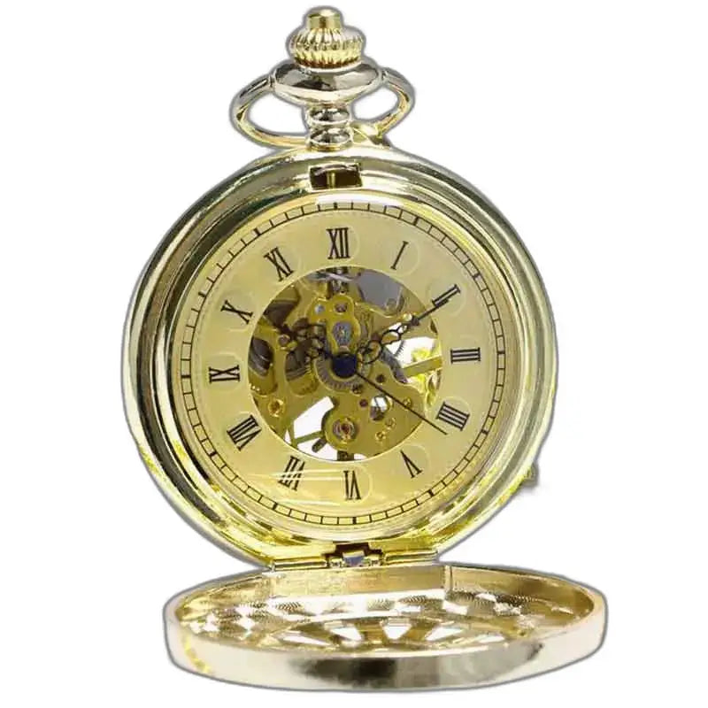 Luxe gouden granaatzakhorloge met een elegante gouden wijzerplaat