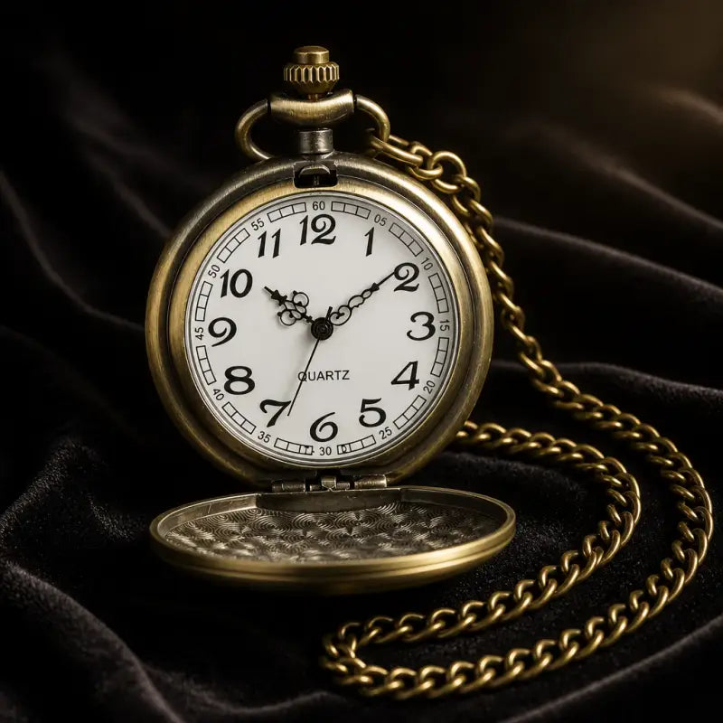 Vintage dameszakhorloge met lange ketting en bloem - Univers Gousset