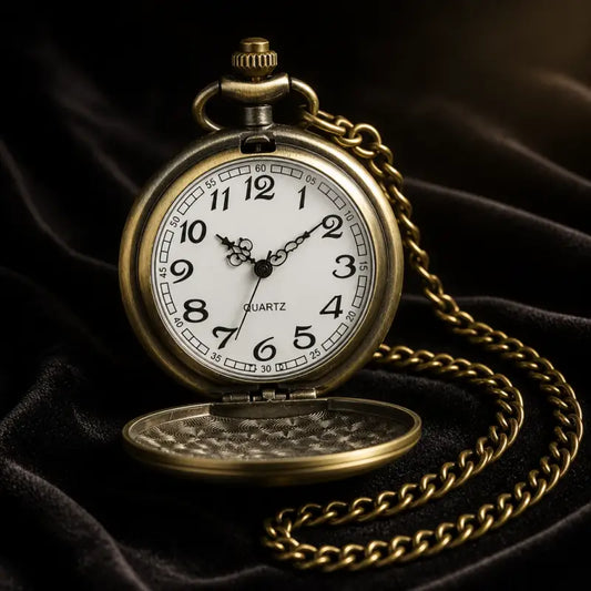 Vintage dameszakhorloge met lange ketting en bloem - Univers Gousset