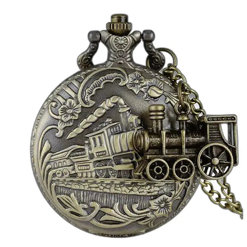 Steampunk-horlogeketting met antiek medaillon, steampunk-horloge met spoorwegthema