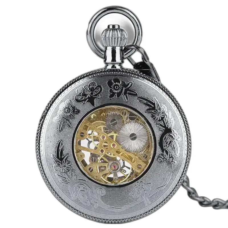 Steampunk Gousset-horloge met analoog display en zichtbare versnellingen
