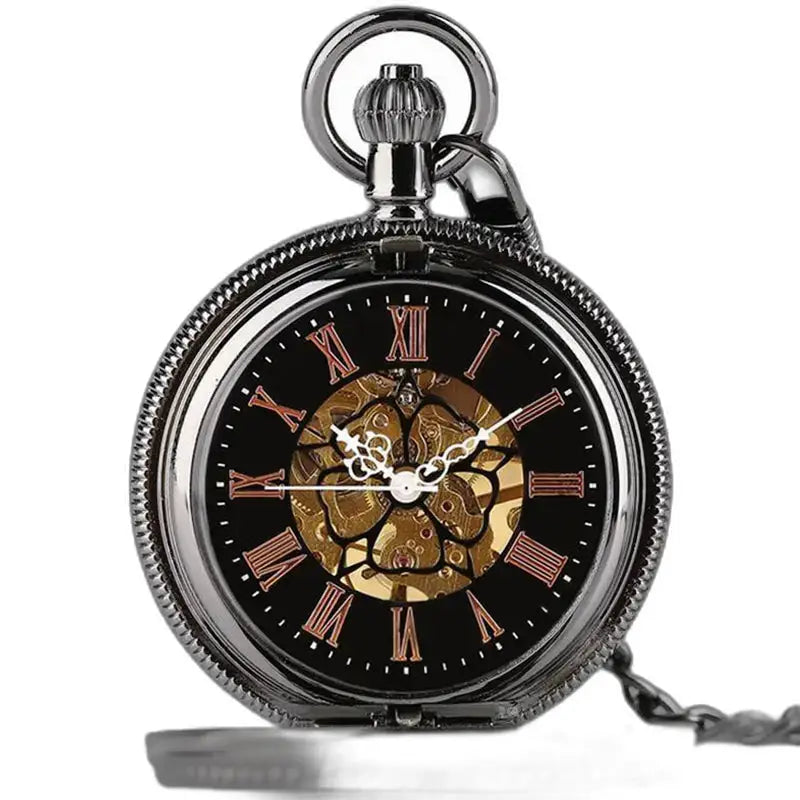 Zwart en zilverkleurig Steampunk Gusset-horloge met chique analoog display