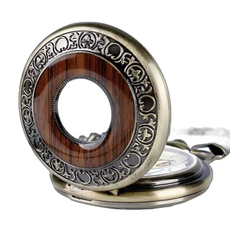 Duurzame iepenhouten fob-zak met sierlijk bronzen fob-horloge